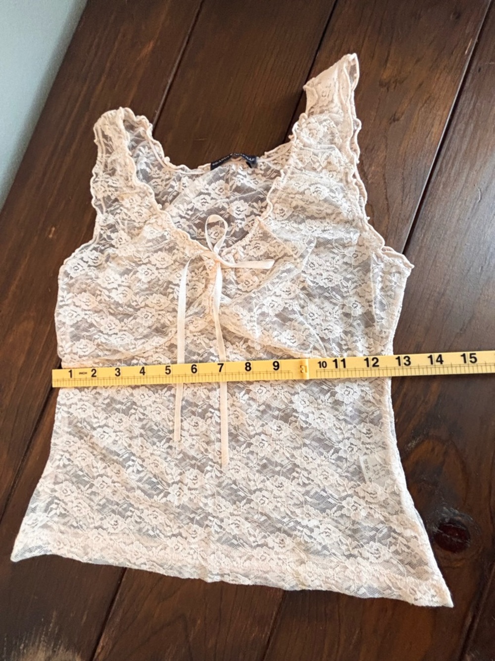 Brandy Melville Lace Camisole with Ribbon Tie OS Coquette - Picture 7 of 9
